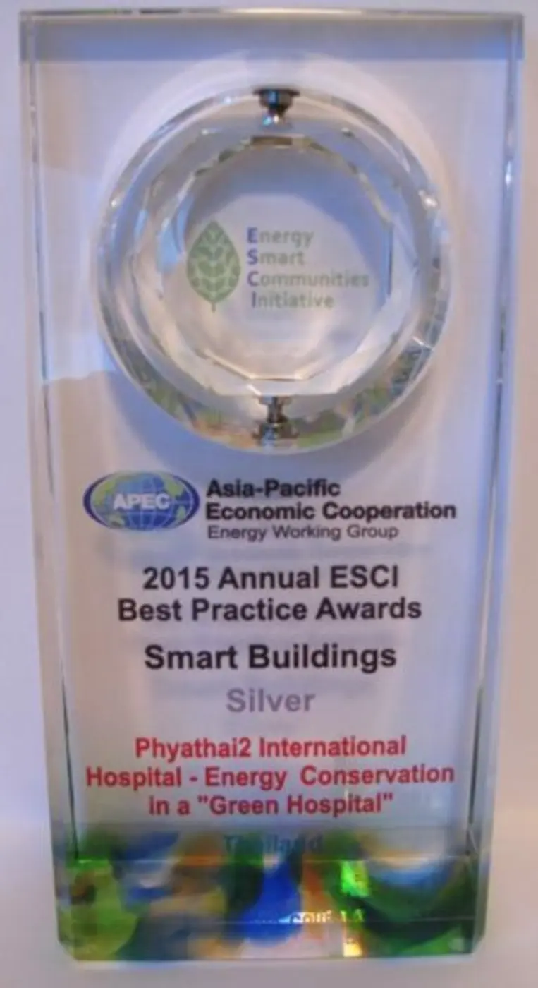 โรงพยาบาลพญาไท 2 อินเตอร์เนชันแนล ได้รับรางวัล 2015 Annual ESCI Best Practices Awards Smart Buildings Phyathai2 International Hospital –Energy Conservation in a “Green Hospital” โรงพยาบาลแห่งเดียวในประเทศไทย ที่ได้รับรางวัลในครั้งนี้