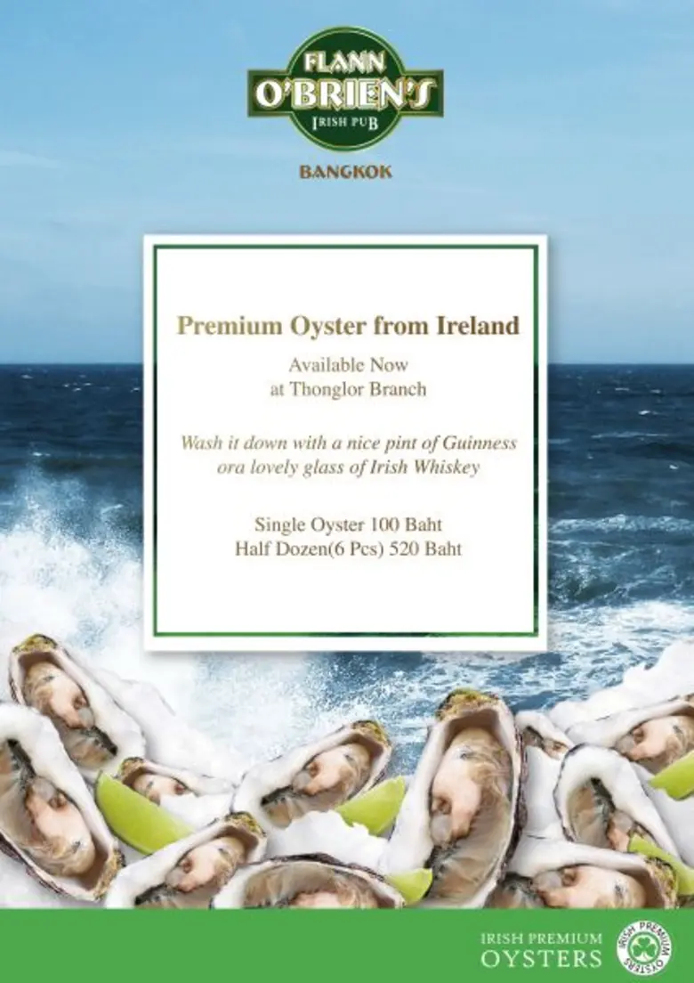 ฟลาน โอเบรียนส์ไอริชผับ สาขาทองหล่อ ชวนมาฟินชุ่มฉ่ำกับหอยนางรมไอริช