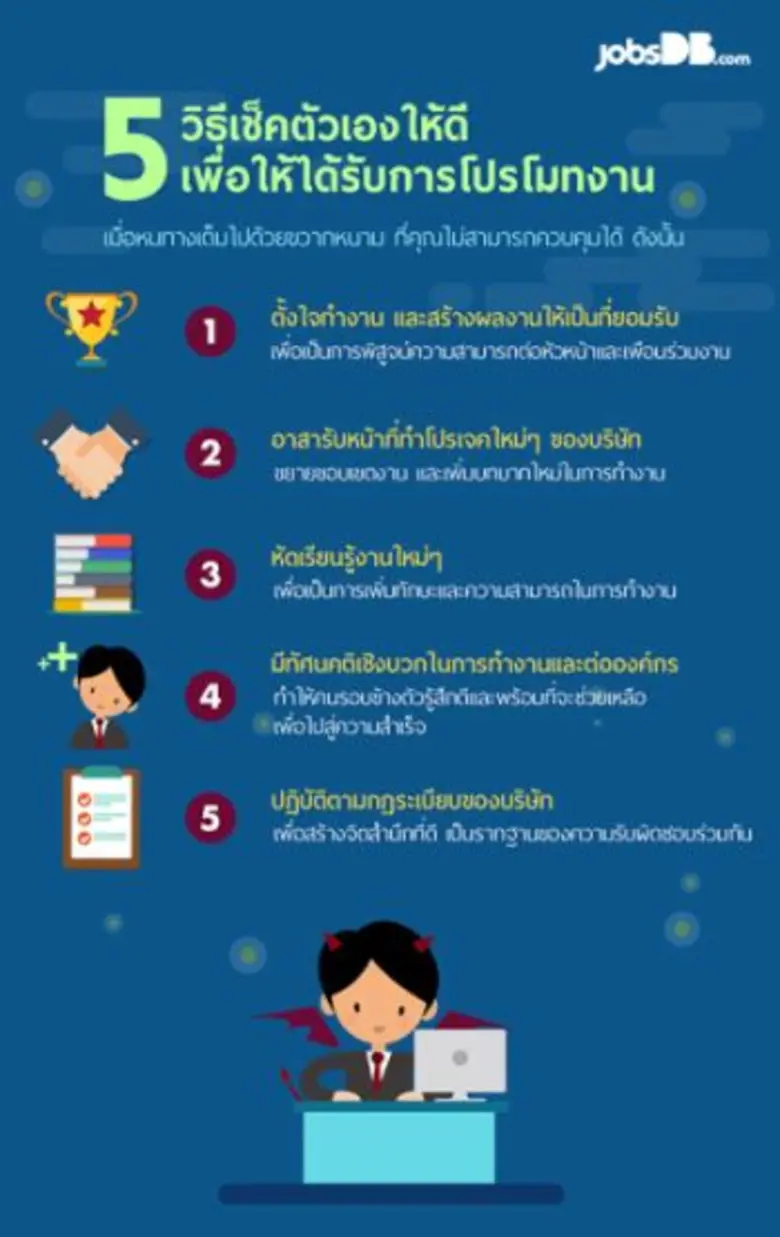 5 วิธีเช็คตัวเองให้ดี เพื่อให้ได้รับการโปรโมทงาน โดยบริษัท จัดหางาน จ๊อบส์ ดีบี (ประเทศไทย) จำกัด