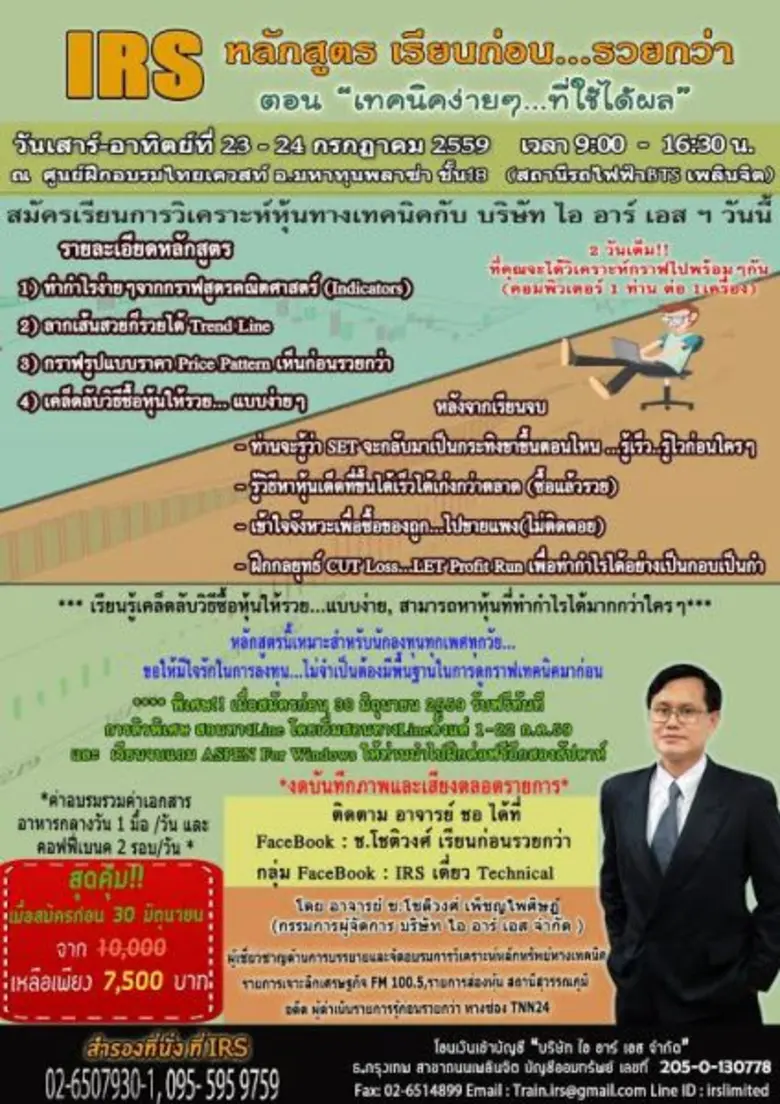 หลักสูตรเรียนก่อน..รวยกว่า ตอนกราฟเทคนิคง่ายๆที่ใช้ได้ผล ช.โชติวงศ์ 23-24 กรกฎาคม 2559