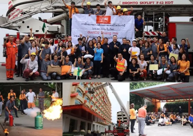 การฝึกซ้อมดับเพลิงและอพยพหนีไฟ.... โรงแรม...