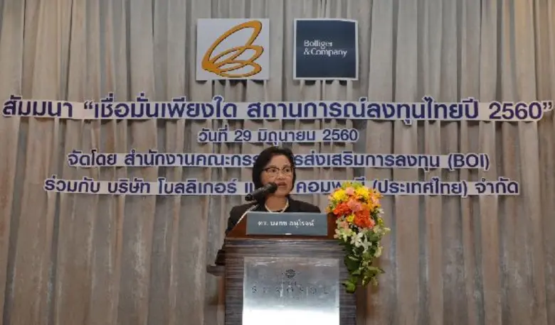 บีโอไอเผยผลสำรวจความเชื่อมั่นนักลงทุนต่าง...