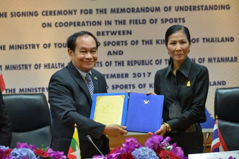 รัฐมนตรีกระทรวงการท่องเที่ยวและกีฬา MOU กีฬา ไทย-เมียนมา เพื่อเดินหน้าพัฒนา Sport Tourism