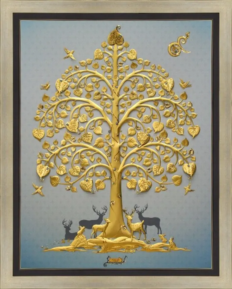 หัตถศิลป์ทองคำบริสุทธิ์ 99.9% "ต้นไม้ของพ...