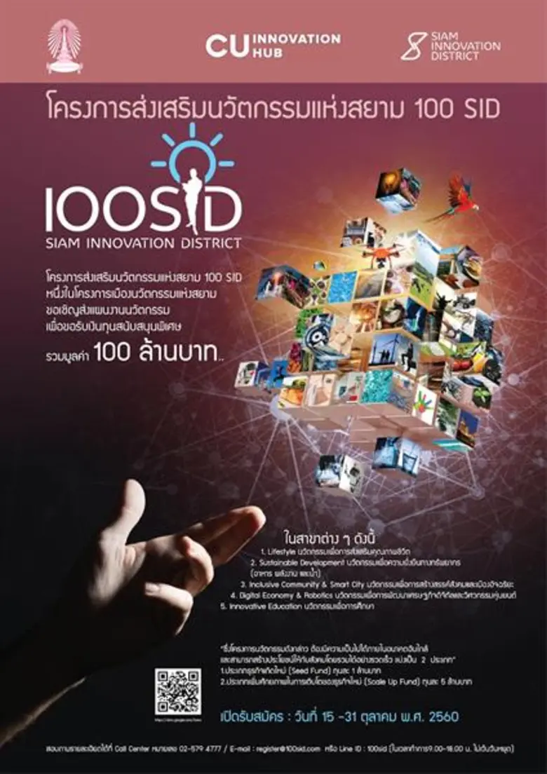 จุฬาฯ เปิดเมืองนวัตกรรมแห่งสยาม อัดงบ 100 ล้านบาทสนับสนุนสตาร์ทอัพ เน้น 5 กลุ่มธุรกิจนวัตกรรมเข้าถึงแหล่งเงินทุนเพื่อผลักดันเศรษฐกิจประเทศ