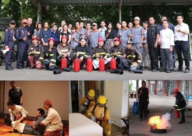 การฝึกซ้อมดับเพลิงและอพยพหนีไฟ.... โรงแรม...