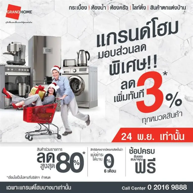 แกรนด์โฮม มอบโบนัสพิเศษแทนคำขอบคุณ ลดกระห...