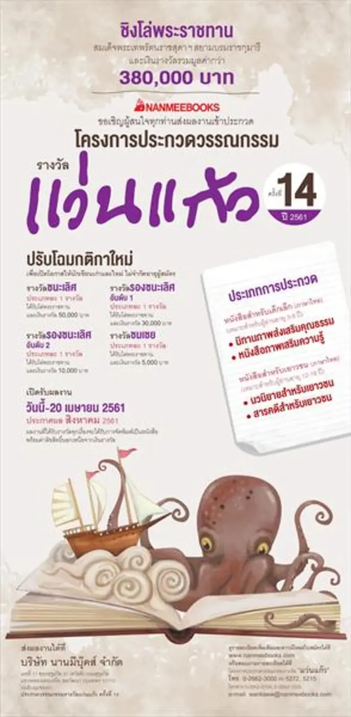 นานมีบุ๊คส์ ขอเชิญนักเขียนและผู้ที่สนใจ ส่งผลงานเขี...
