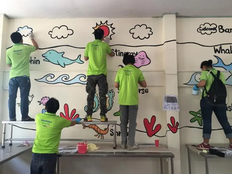 อั๊คโซ่ โนเบล เพ้นท์ส (ประเทศไทย) จัดโครงการ “มือเปื้อนสี ทำดีเพื่อพ่อ” แก่โรงเรียนยากไร้จังหวัดชลบุรี