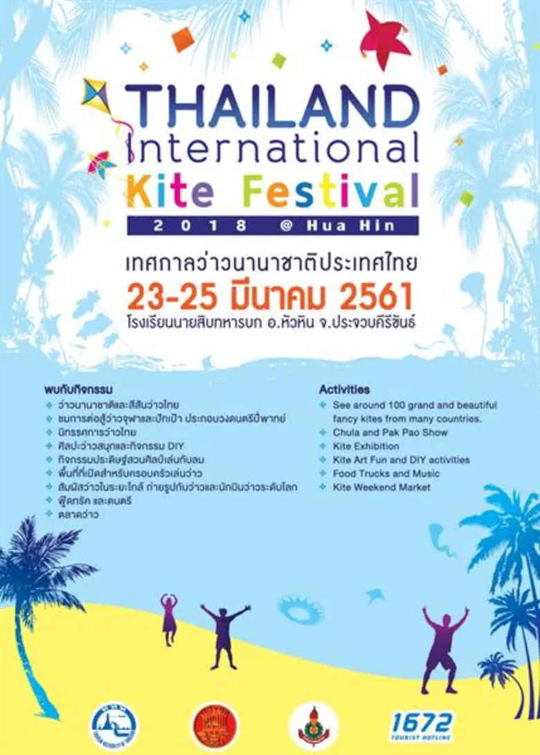 ททท. กระตุ้นการท่องเที่ยว จัดเทศกาลว่าวนานาชาติประเทศไทย คาด 3 วัน มีนักท่องเที่ยวร่วมงานกว่า 3 หมื่นคน 23 - 25 มี.ค. ณ โรงเรียนนายสิบทหารบก อ.หัวหิน