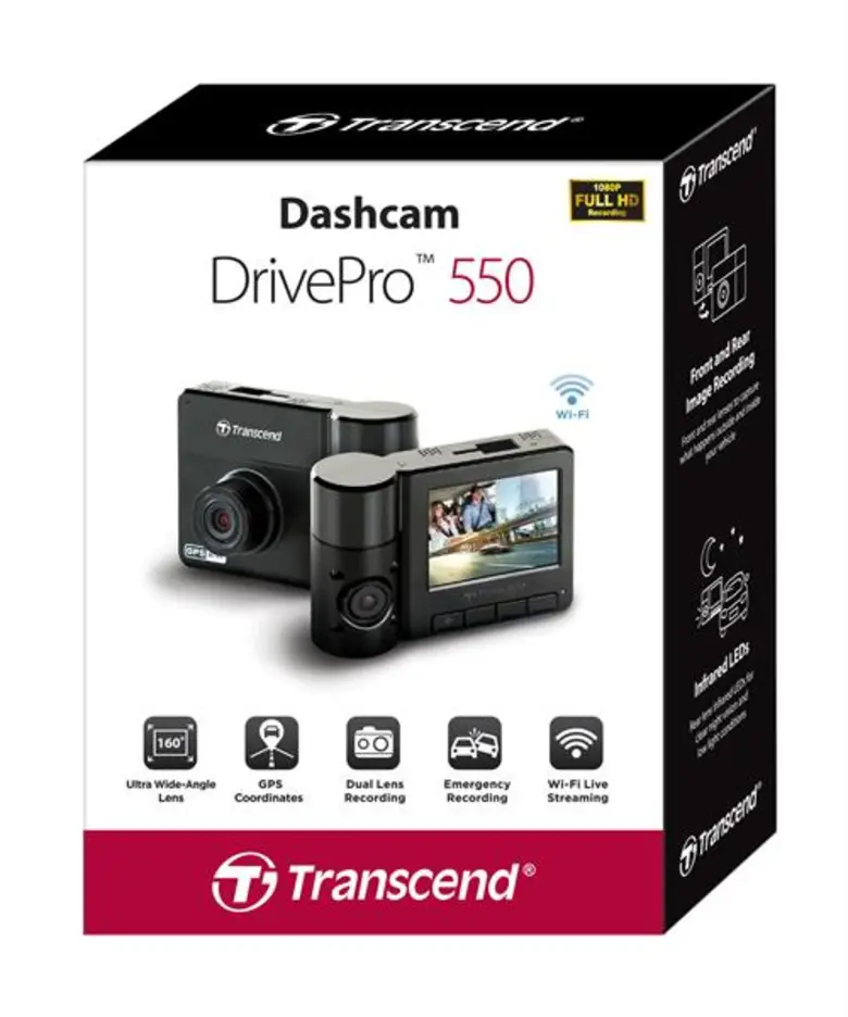 Transcend DrivePro 550 ส่งกล้องคู่ติดรถยนต์ เสริมความปลอดภัย