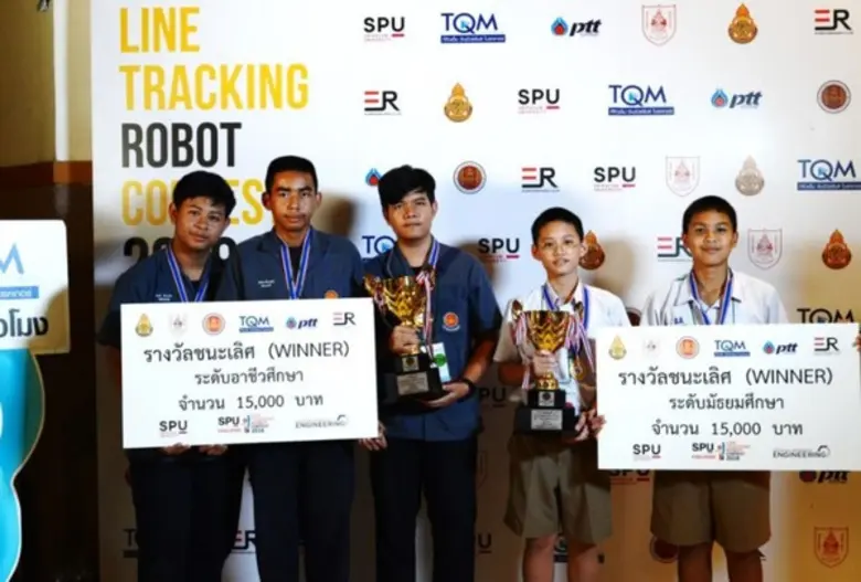 เจ๋งจริง!! ม.ศรีปทุมส่งเสริมเยาวชนอัจฉริยะ ร.ร.สามเสนวิทยาลัยควงวิทยาลัยเทคนิคลพบุรี คว้าแชมป์ถ้วยนายกรัฐมนตรี “หุ่นยนต์วิ่งตามเส้น LINE TRACKING ROBOT CONTEST 2018”