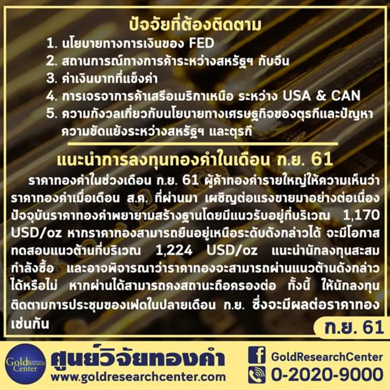 ดัชนีความเชื่อมั่นทองคำฟื้นตัว ผู้ค้าลุ้นเดือนนี้ทดสอบบาทละ 19,000 บาท