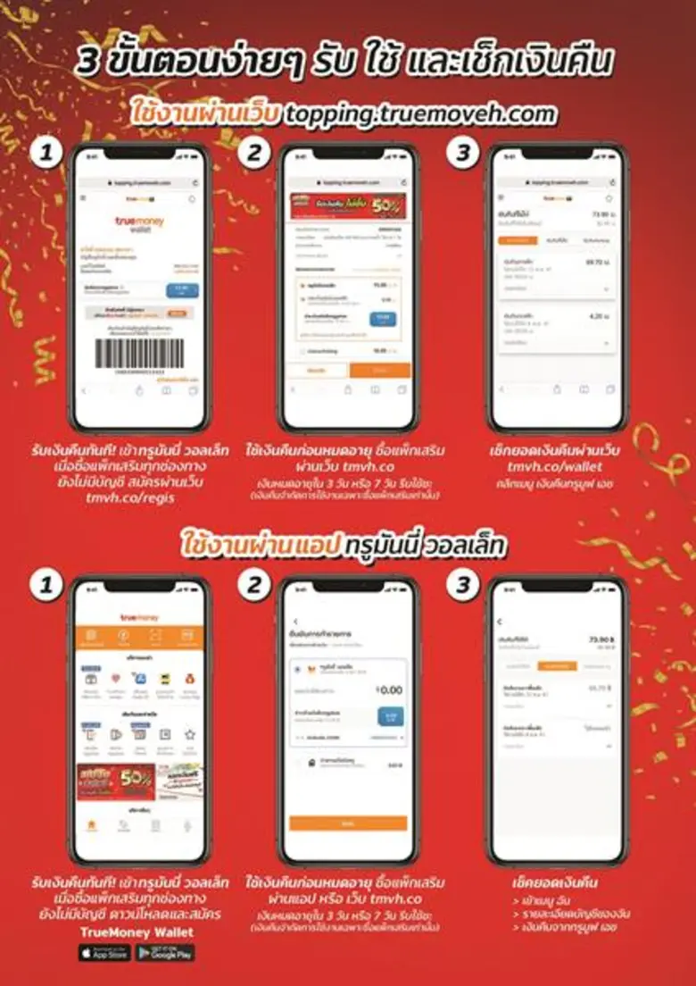 เปย์ไป ก็ได้คืน TrueMoney Wallet จัดเต็มแคมเปญ เปย์ปัง ส่งท้ายปี เอาใจลูกค้าทรูมูฟ เอช แจกเงินคืน 50% แบบไม่อั้น