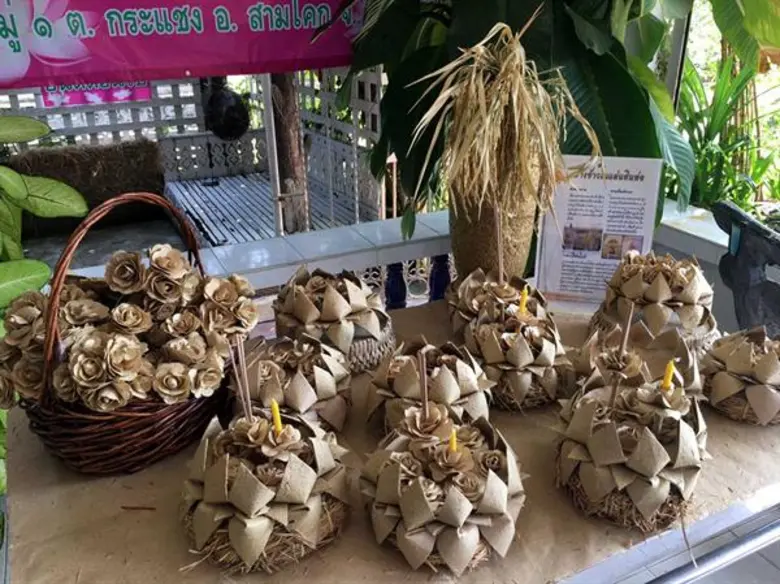 กระทงจากฟางข้าว วัสดุเหลือใช้ที่ไร้ค่า