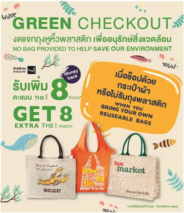 เซ็นทรัล ฟู้ด ฮอลล์ และท็อปส์เปิด Green checkout