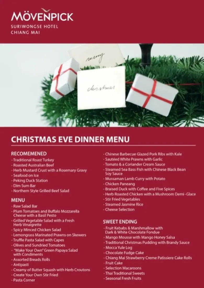 Christmas Eve Dinner at Movenpick Suriwongse Hotel Chiang May	