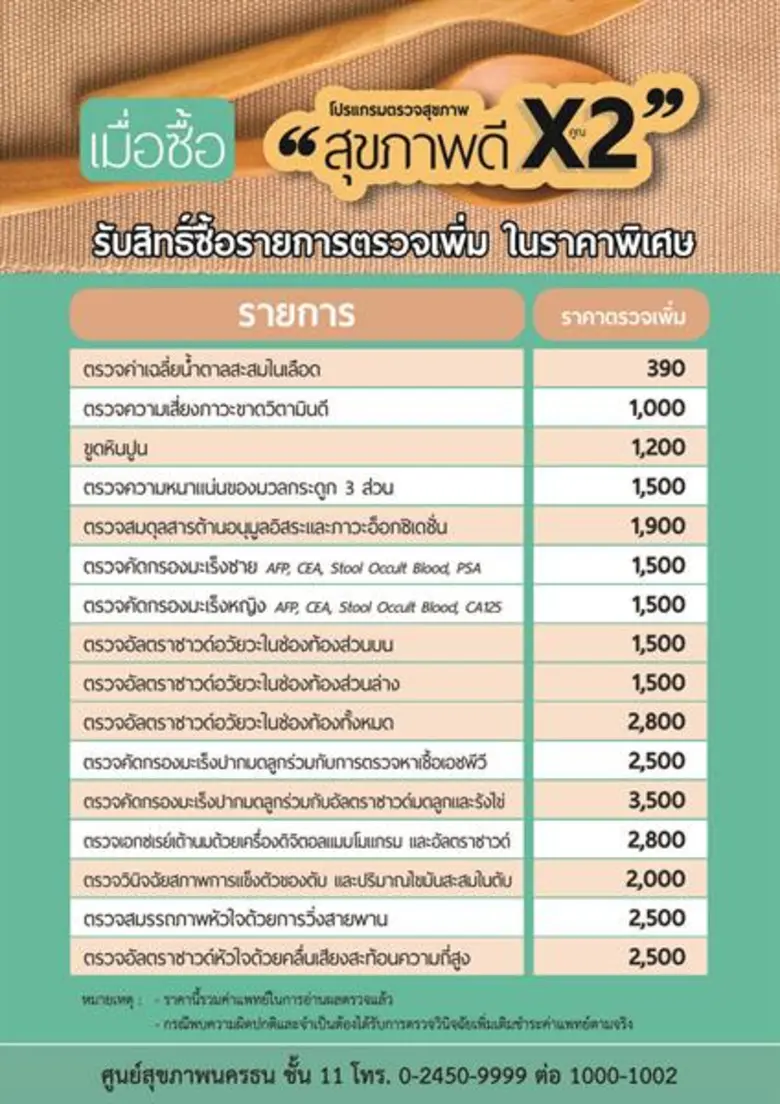 รพ.นครธน เอาใจคนมาเป็นคู่ มอบโปรสุดคุ้ม “สุขภาพดี คูณ 2” ซื้อ 1 ได้ถึง 2 พร้อมรับสิทธิ์ซื้อรายการตรวจเพิ่มราคาพิเศษ