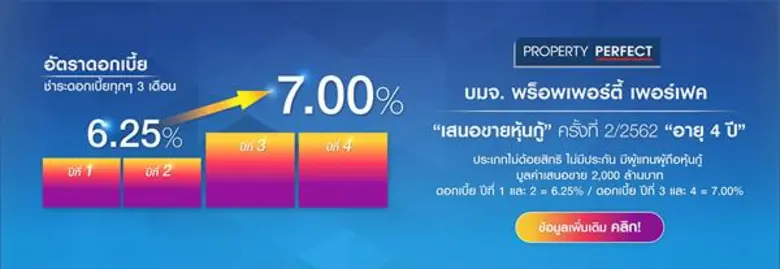 พร็อพเพอร์ตี้ เพอร์เฟค เสนอขายหุ้นกู้อายุ...