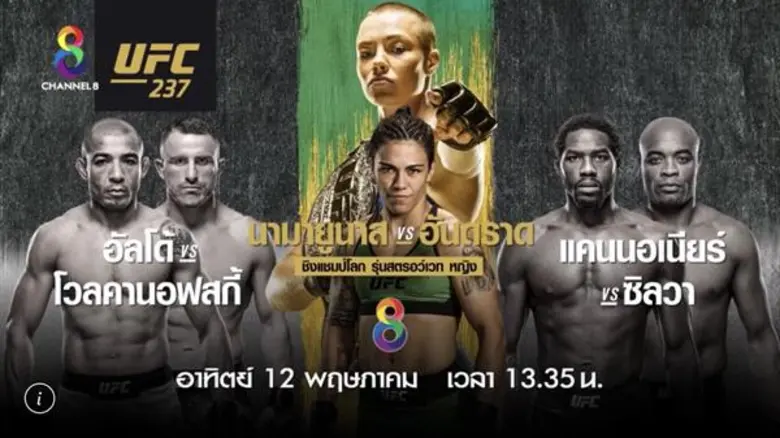 ช่อง8 ถ่ายศึกมวยกรงชิงแชมป์โลกจากบราซิลต่อเนื่องมวยไทยซุปเปอร์แชมป์อาทิตย์นี้