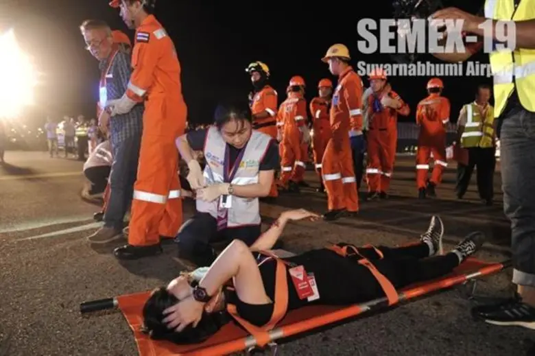 ท่าอากาศยานสุวรรณภูมิฝึกซ้อมเต็มรูปแบบตามแผนฉุกเฉินประจำปี 2562 กรณี อากาศยานอุบัติเหตุ ณ ท่าอากาศยาน (SEMEX-19)