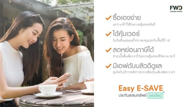เอฟดับบลิวดี ขายประกันสะสมทรัพย์ Easy E-SAVE ผ่านช่องทางออนไลน์ สมัครง่าย จ่ายปั๊บ รับความคุ้มครองทันที
