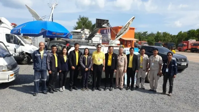 นอ.สมศักดิ์ รองปลัดกระทรวง ดีอี /ประธานคณะอนุกรรมการด้านระบบเทคโนโลยีสารสนเทศและการสื่อสาร ตรวจความพร้อมของด้านสื่อสาร 1 ใน 6 สถานี