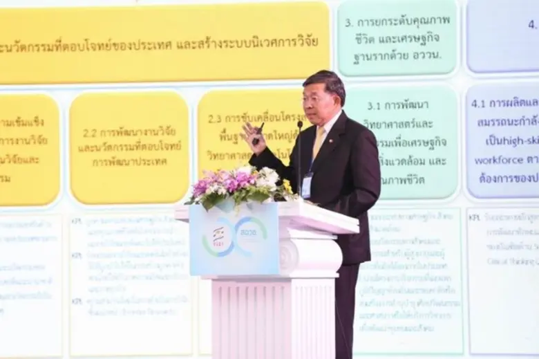 รศ.นพ.สรนิตฯ ปลัดกระทรวงการอุดมฯ เผย “บทบาทและหน้าที่ของกระทรวงการอุดมฯ” ในงานการประชุมชี้แจงระบบ แผนและแนวทางการจัดสรรงบประมาณให้หน่วยงานในระบบ ววน.