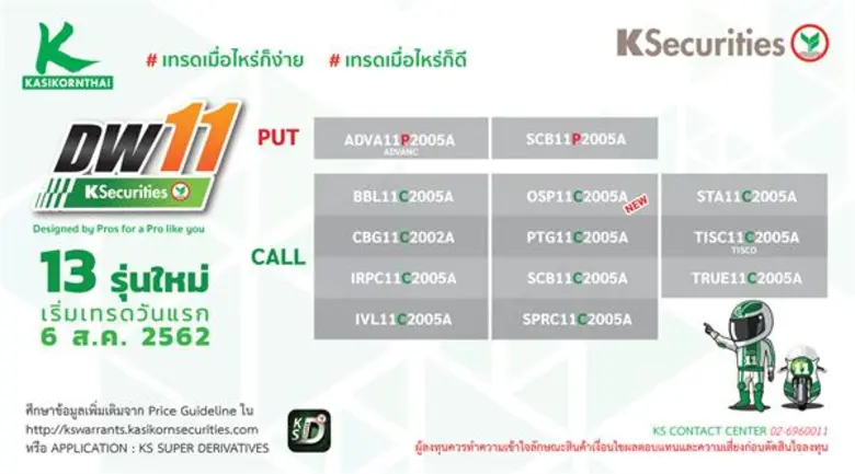 KS เสิร์ฟ DW11 ลงตลาดกับ 13 รุ่นใหม่ เพิ่มโอกาสทำกำไรในตลาดทั้ง “ขาขึ้น” และ “ขาลง”