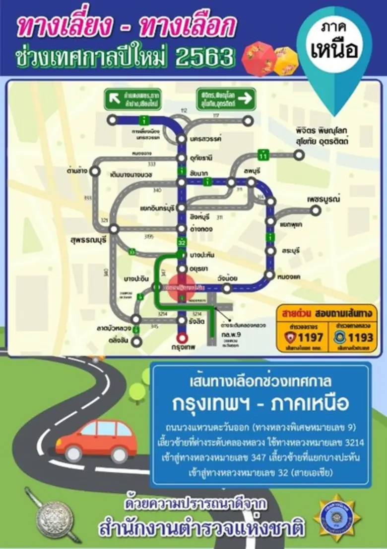 ตร. แนะนำเส้นทาง 4 ภาค เพื่ออำนวยความสะดวกแก่พี่น้องประชาชน