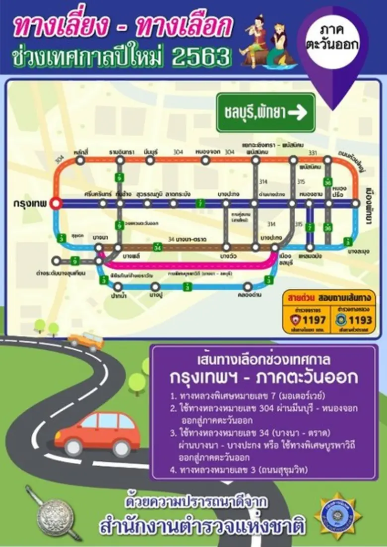 ตร. แนะนำเส้นทาง 4 ภาค เพื่ออำนวยความสะดวกแก่พี่น้องประชาชน