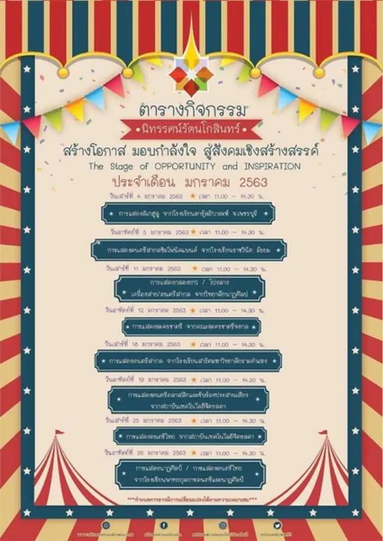 ตารางกิจกรรม "นิทรรศน์รัตนโกสินทร์ สร้างโ...