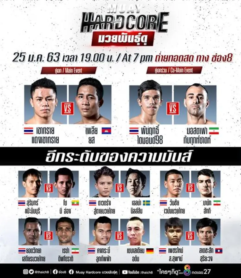 ช่อง 8 ครองแชมป์มวยพันธุ์ดุ จับเก๋าเกมมวย “เขาทราย” ฟาดแข้งกับ “เพลีย ยส” มวยจอมอึด จากกัมพูชา ลุ้นกันเสาร์-อาทิตย์นี้ มวยพันธ์ดุ-มวยไทยซุปเปอร์แชมป์