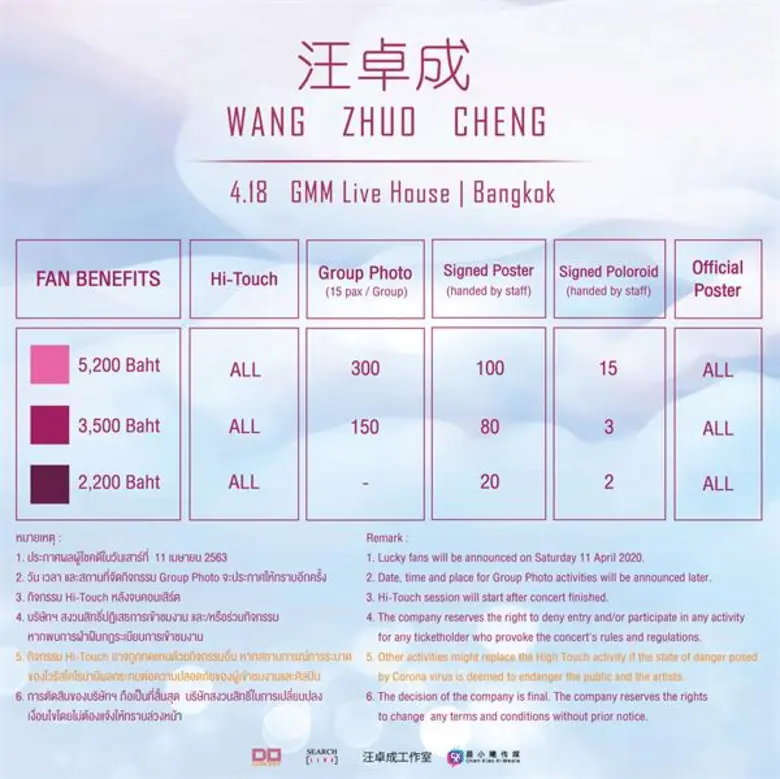 วังจั๋วเฉิง หรือ คุณชายเจียงแห่งปรมาจารย์ลัทธิมาร ส่งเทียบเชิญแฟนคลับร่วมงานแฟนมีตติ้ง 18 เมษายนนี้