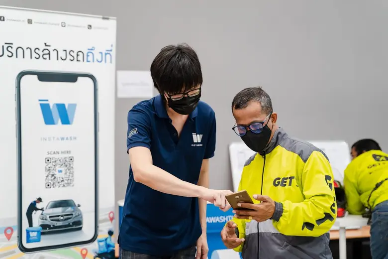GET ร่วมกับ INSTAWASH เปิดให้คนขับเก็ททำความสะอาดฆ่าเชื้อรถจักรยานยนต์และกล่องอาหารฟรี เพื่อเพิ่มความมั่นใจให้ลูกค้า