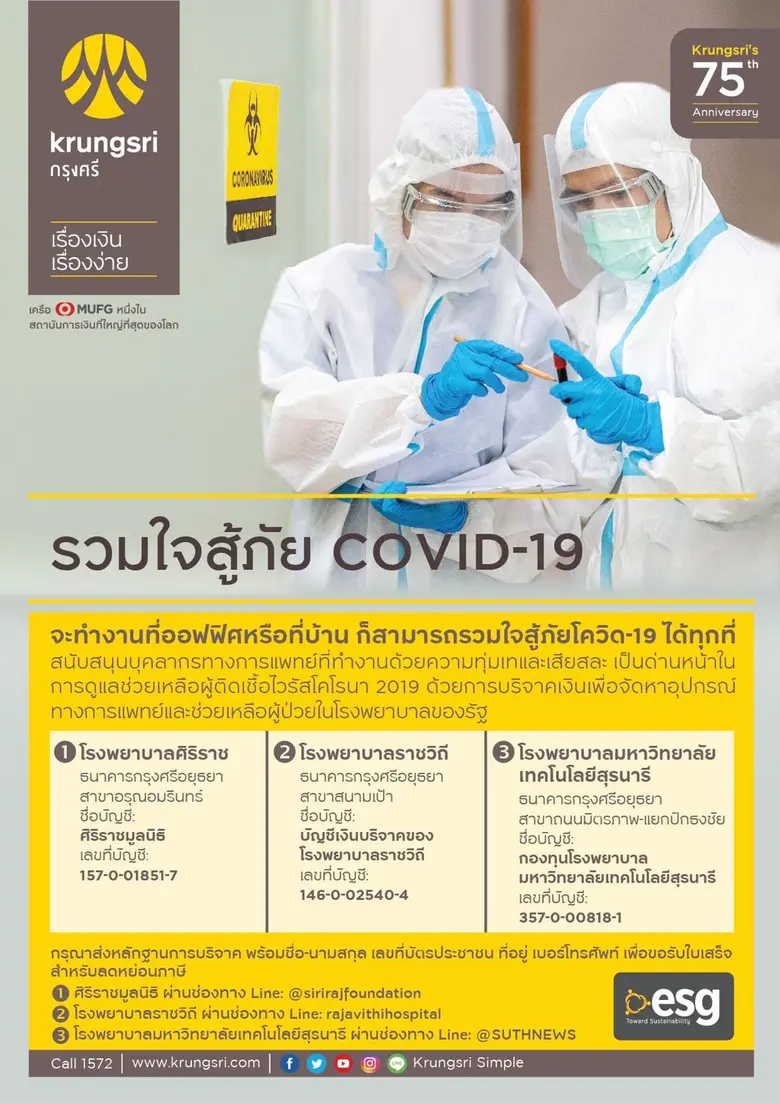 กรุงศรีชวนทุกภาคส่วนสานพลังสู้ภัยโควิด-19 พร้อมร่วมรับผิดชอบต่อสังคมในทุกมิติ