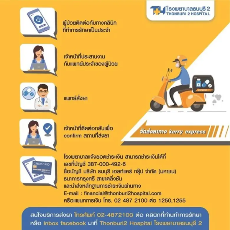 รพ.ธนบุรี 2 เปิดให้บริการส่งยาถึงบ้าน