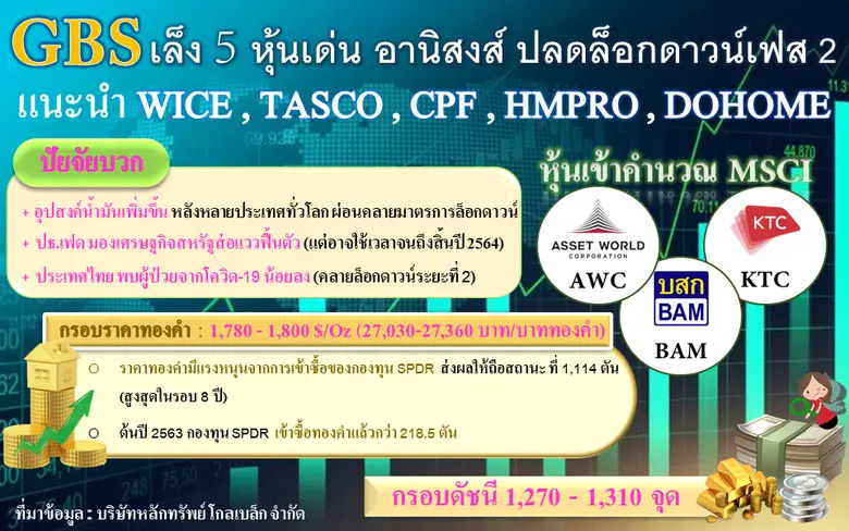 GBS จับตา 5 หุ้นเด่น WICE-TASCO-CPF-HMPRO-DOHOME หุ้นที่มีแนวโน้มผลประกอบการไตรมาส 2 ดี