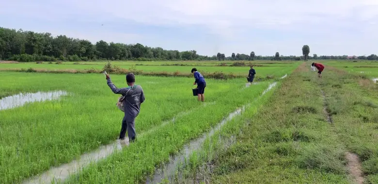 ประชาชนนำเครื่องใช้ไฟฟ้ามาซ่อมเพื่อลงทะเบียนรับข้าวสังข์หยดปลอดสารปลูกโดยนศ.อาชีวะเกษตรพัทลุง