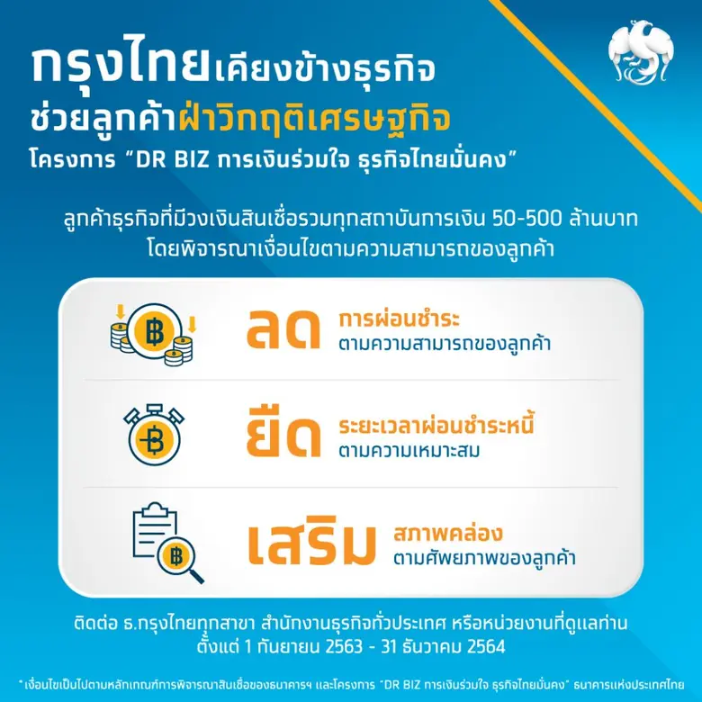 กรุงไทยเคียงข้างธุรกิจ ช่วยลูกค้าฝ่าวิกฤติเศรษฐกิจในโครงการ DR BIZ