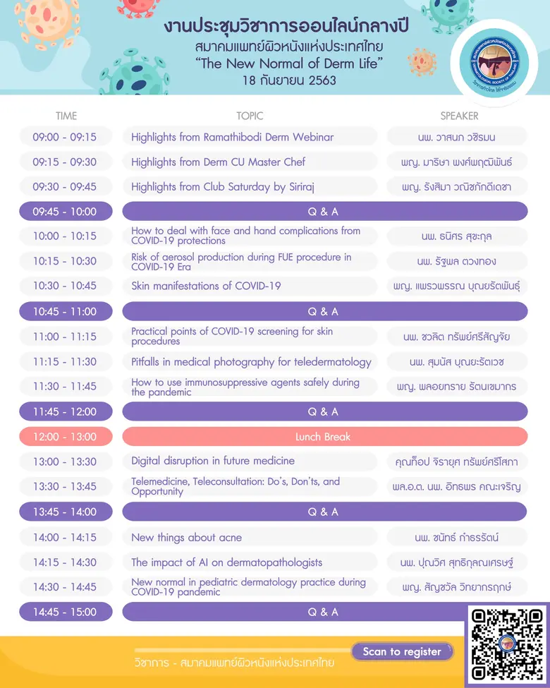 สมาคมแพทย์ผิวหนังแห่งประเทศไทย ขอเชิญแพทย...
