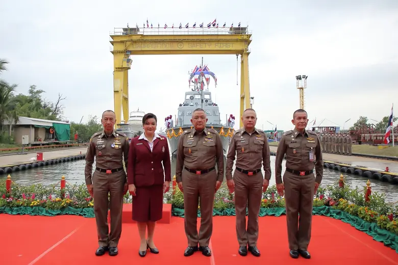 สำนักงานตำรวจแห่งชาติ ประกอบพิธีปล่อยเรือตรวจการณ์ "ปทุมวัน 2 (817)" ลงน้ำ ณ อู่ต่อเรือบริษัท มาร์ซัน
