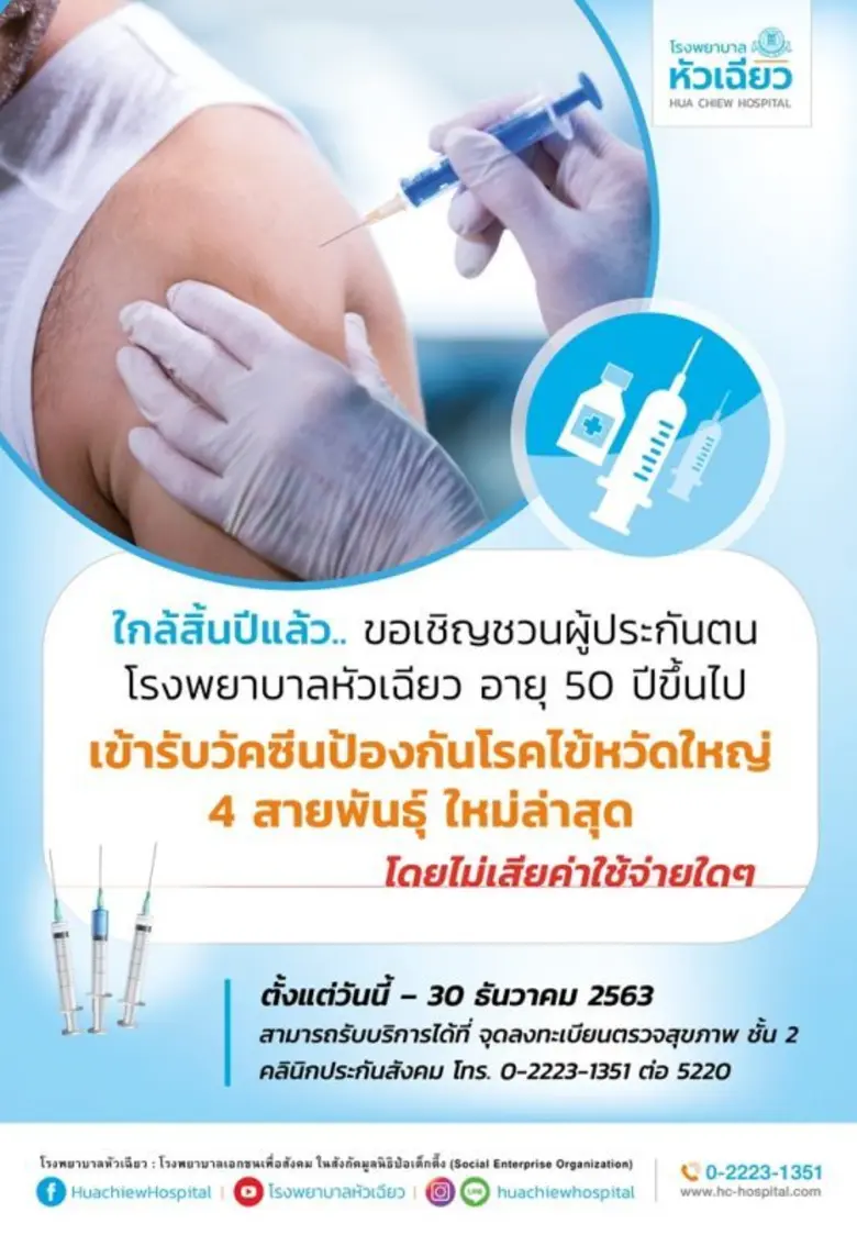 โรงพยาบาลหัวเฉียว ขอเชิญชวนผู้ประกันตนโรง...