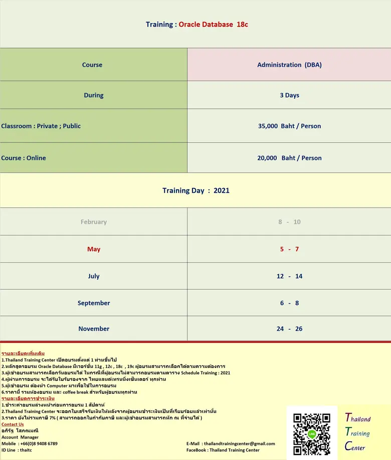 เปิดอบรมหลักสูตร Oracle Database 18c : Administration Workshop ( DBA )