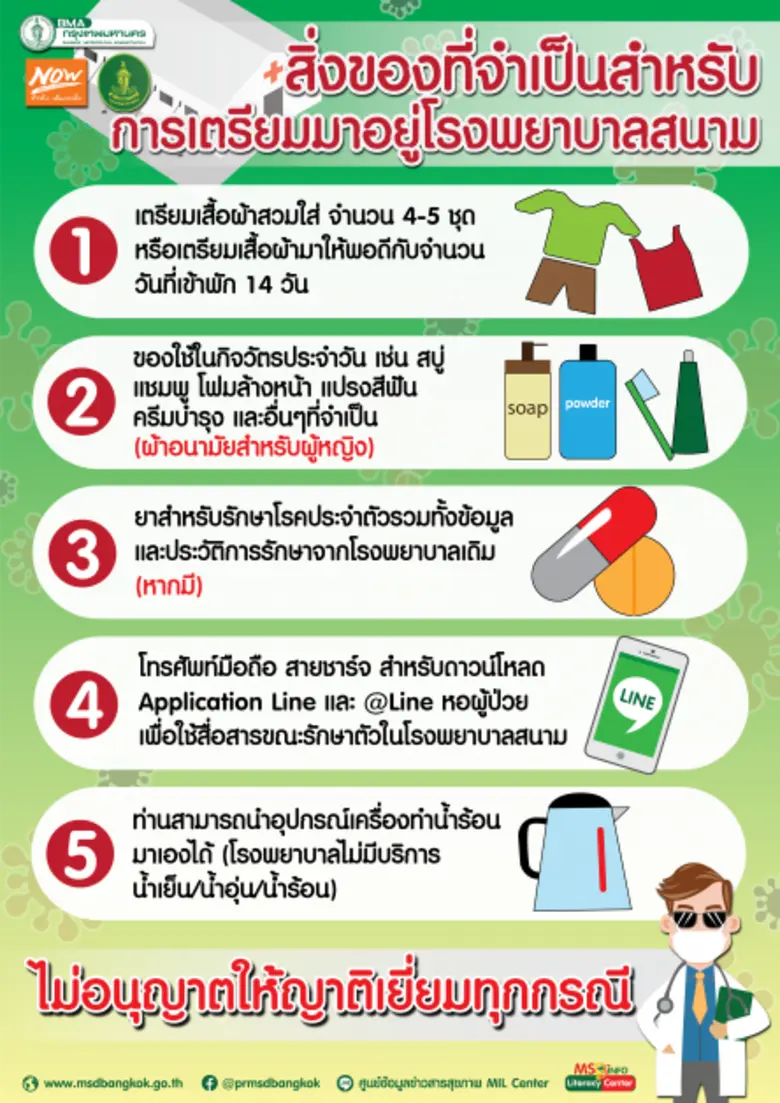 เคร่งครัดมาตรการดูแลผู้ป่วยโควิด-19 ระหว่างพักรักษาตัวในโรงพยาบาลสนามของ กทม.