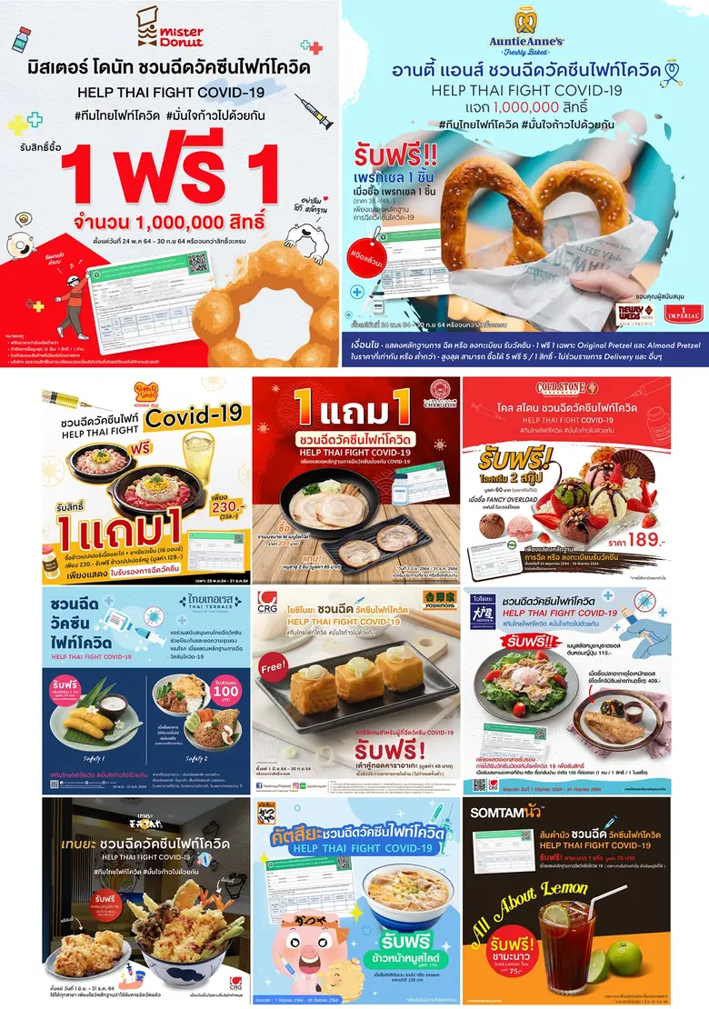 ซีอาร์จี ระดมกำลังแบรนด์ในเครือจัดโปรโมชั่นพิเศษ ชวนฉีดวัคซีนไฟท์โควิด HELP THAI FIGHT COVID-19