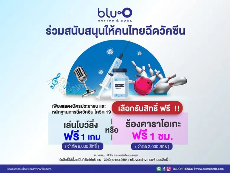 เมเจอร์ ซีนีเพล็กซ์ กรุ้ป, บลูโอ โบว์ล และ ซับซีโร่ ไอซ์สเก็ต ชวนคนไทย #ฉีดวัคซีนหยุดเชื้อเพื่อชาติ รับสิทธิ์พิเศษเลือกรับฟรี!!