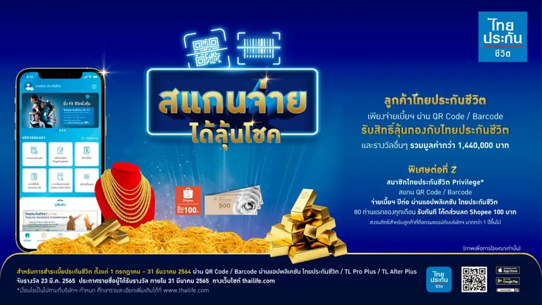 ไทยประกันชีวิต จัดแคมเปญ "สแกนจ่ายได้ลุ้นโชค" กระตุ้นจ่ายเบี้ยฯ ออนไลน์