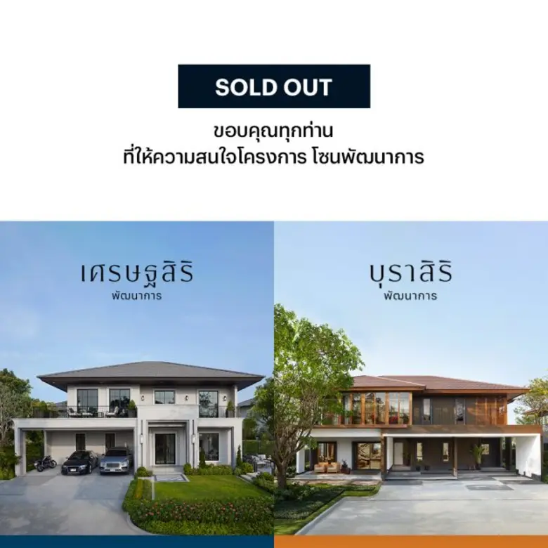 แสนสิริ โชว์แกร่งยอดขายแนวราบ ท็อปฟอร์มทุกเซ็กเมนต์ ในช่วงเวลาท้าทาย Sold Out! รวด 2 โครงการ "เศรษฐสิริ และ บุราสิริ พัฒนาการ"