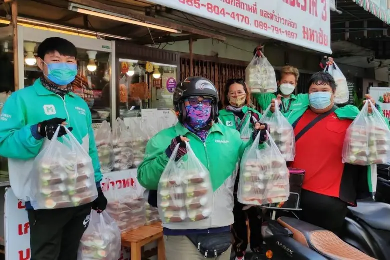 LINE MAN Wongnai อุดหนุนร้านพื้นที่สีแดงเข้ม ส่งต่ออาหารให้จนท. ด่านหน้าสู้โควิด